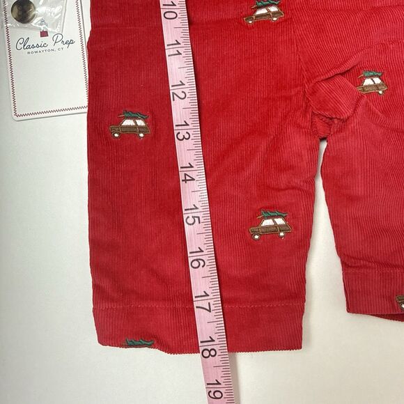 Classic Prep Tucker Longall 0-3M Red Christmas Tree Embroidery Corduroy Jumpsuit - Picture 10 of 13